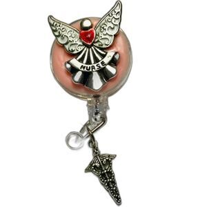 Nursing Caduceus Retractable Reel ID Badge Holder Lanyard RN LPN CNA Gift Angel